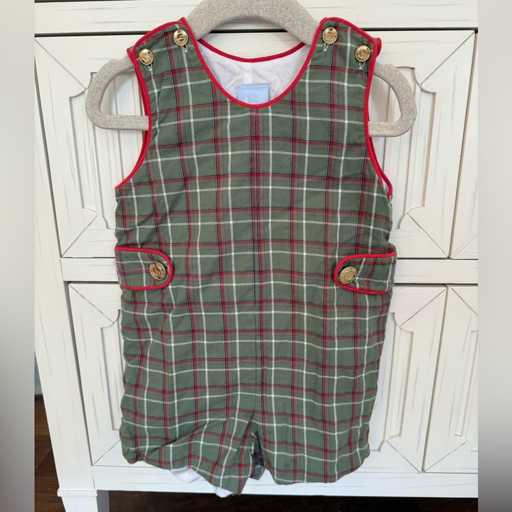 Bella Bliss Boys Green and Red Jon Jon size 3T